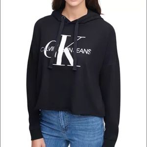 Calvin Klein Jeans Logo Hooded Cropped Sweatshirt